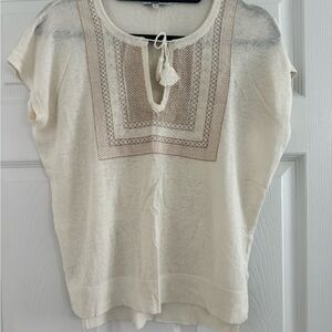 Cream Embroidered Women's Top